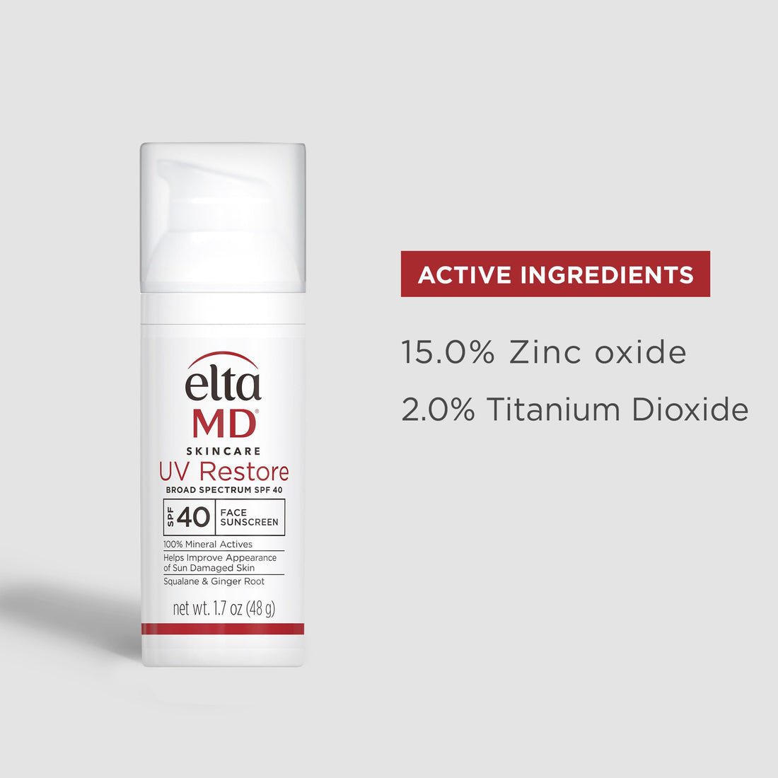 EltaMD UV Restore Anti-Aging Face Sunscreen Broad-Spectrum SPF 40, Mineral Sunscreen Moisturizer to Improve Sun Damaged Skin, Oil Free, Fragrance Free, Non Greasy,2 fl. oz.
