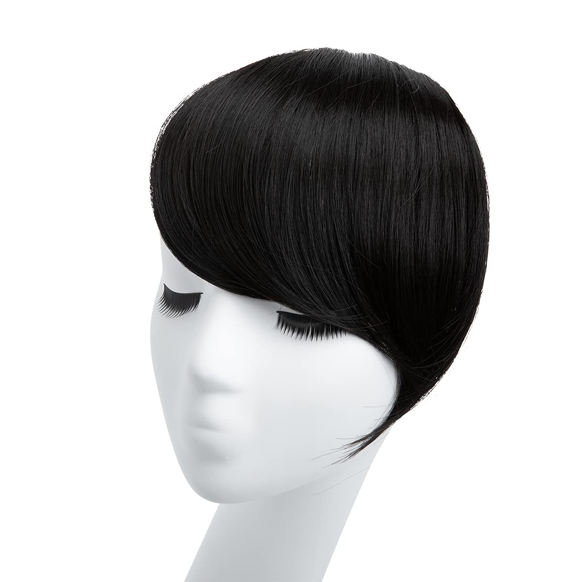SARLA 2# Off Black: Sarla Synthetic Hairpieces, False Bangs Clip In Bangs Side Swept Bangs Extension B2 (2# Natural Black)