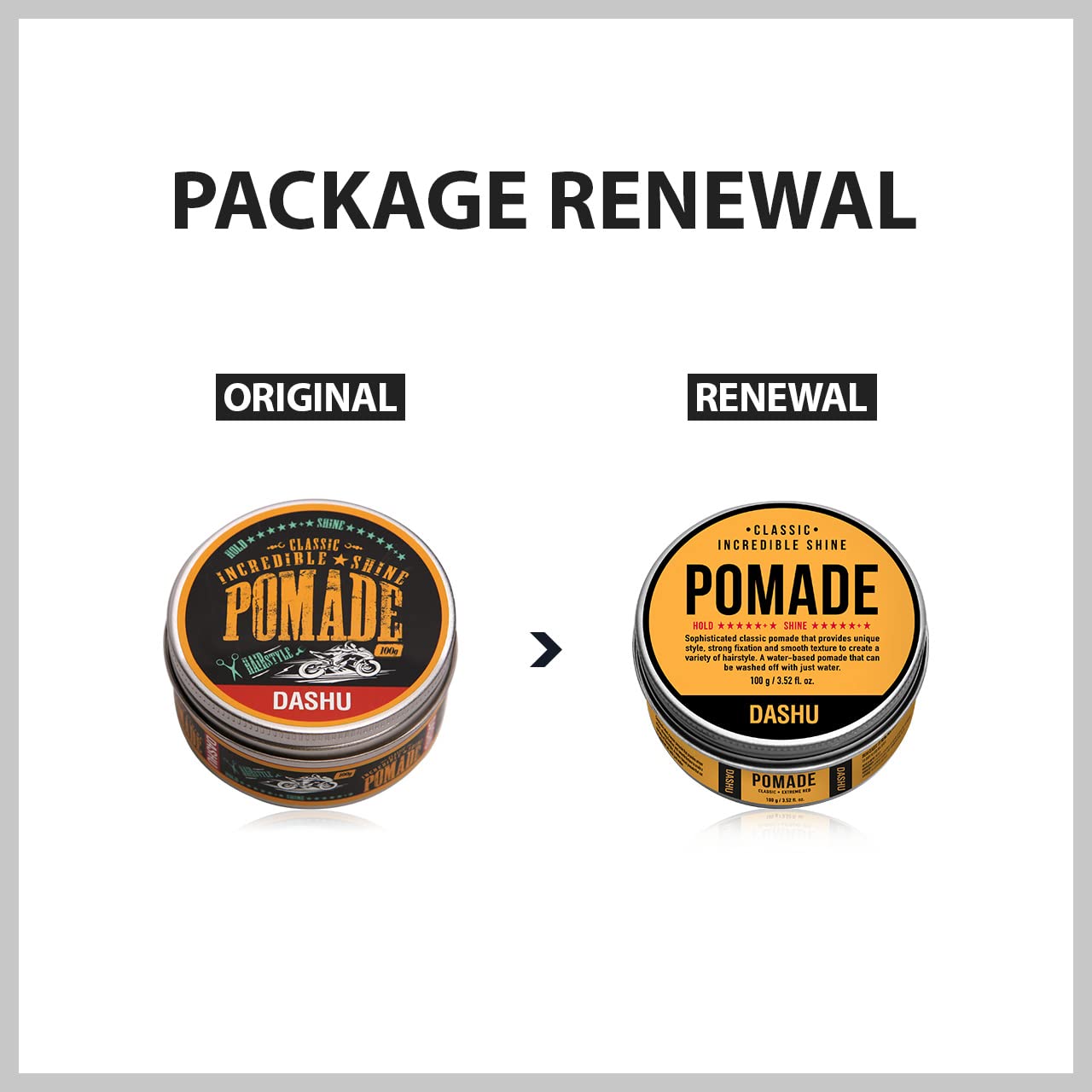 Dashu Classic Incredible Shine Pomade for Men 3.5oz - Strong Hold & High Shine for Hairstyling