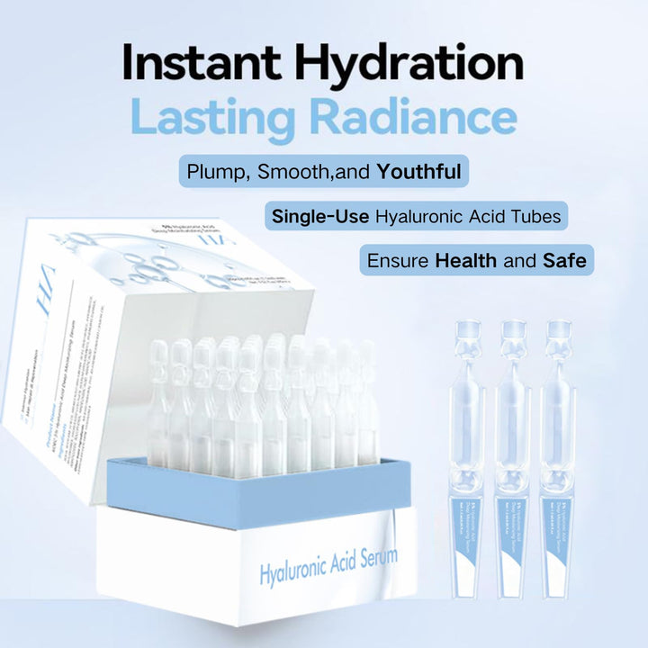 5% Hyaluronic Acid Serum Ultra-Hydrating Vials - Hyaluronic Acid Serum for Face - Face Ser um for Women Anti Aging - Single-Use Hyaluronic Ac id Tubes - Firm,Soothe,Nourish Ultra Hydrating (30pcs)