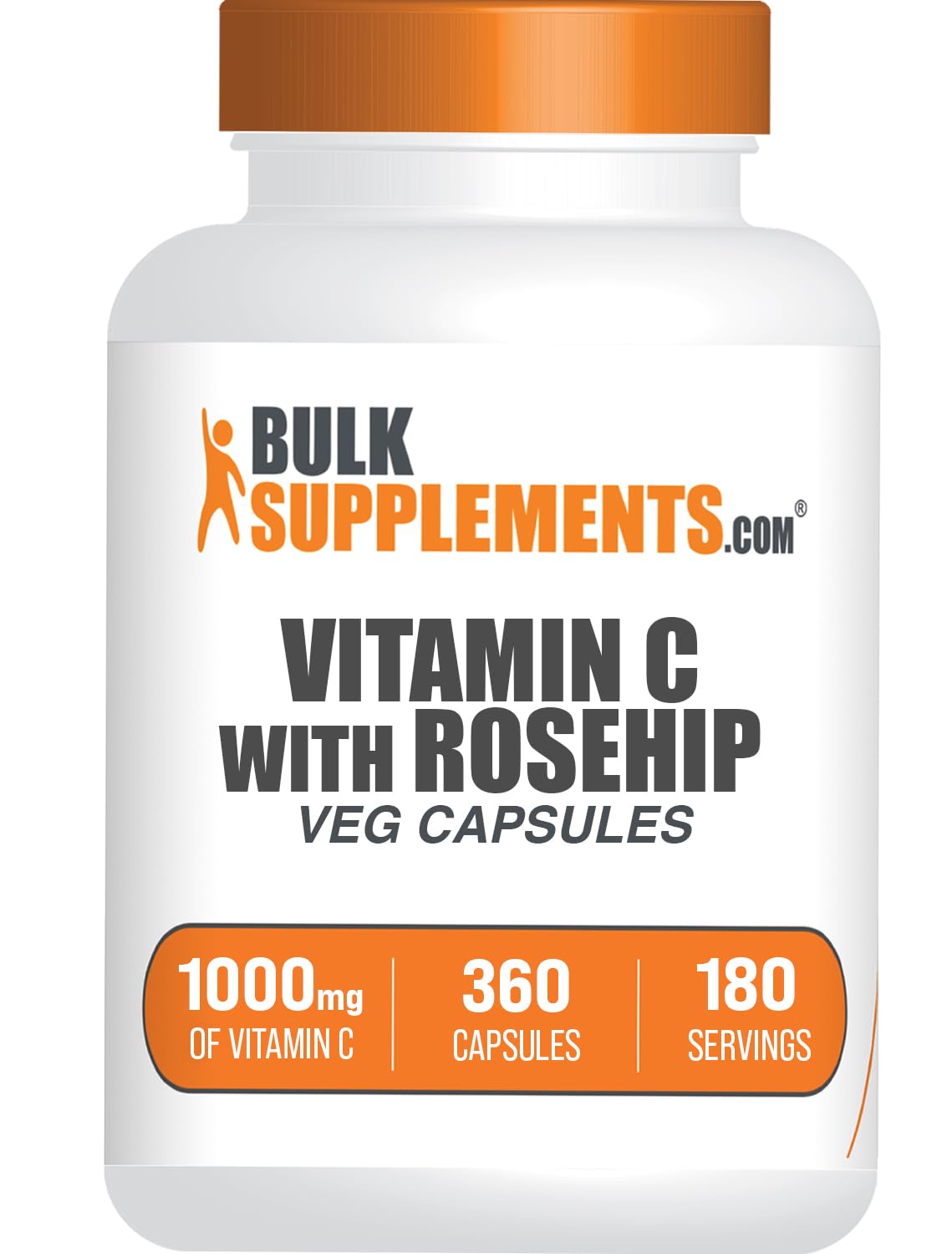 BulkSupplements.com Vitamin C with Rose HIPS Capsules - Vitamin C 1000mg & Rosehips 15mg, for Immune Support - Vegan, 2 Capsules per Serving, 360 Veg Capsules (Pack of 1)