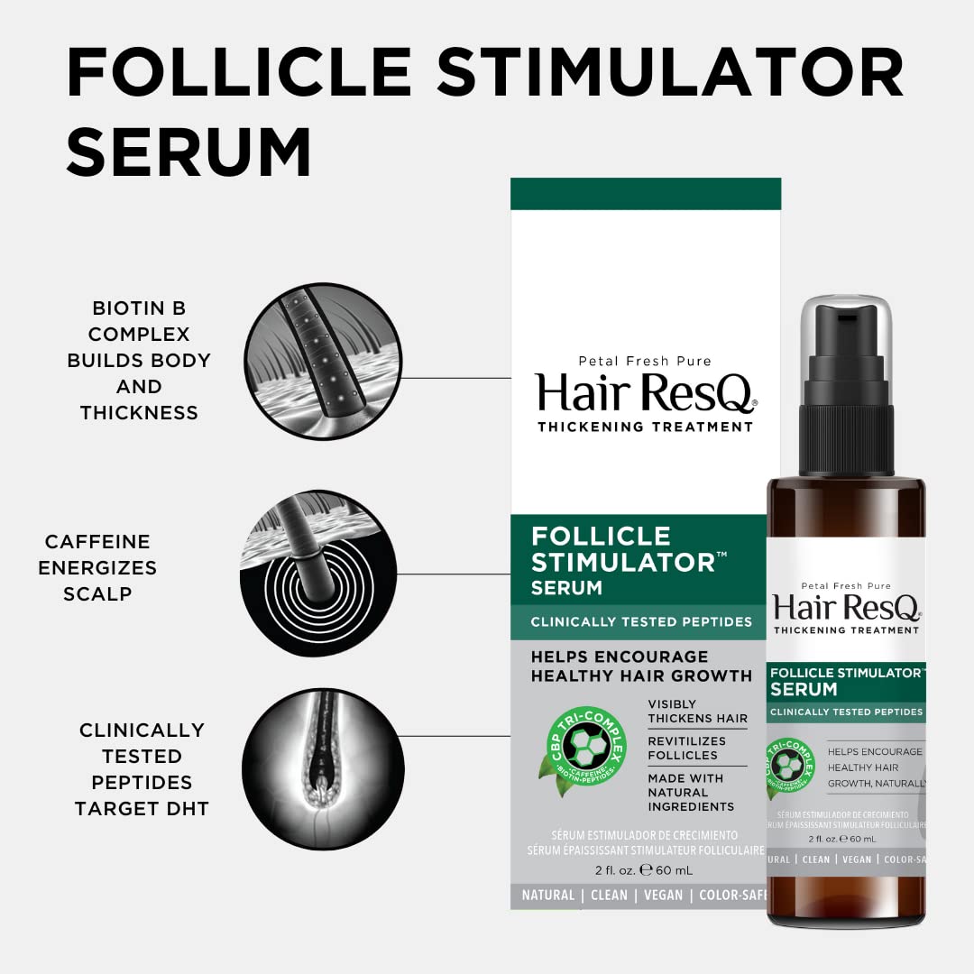 Petal Fresh Hair ResQ Follicle Stimulator - 60 ml | Hair Growth Serum With Clinically tested peptides, Biotin & Caffeine | Free of Silicones & Paraben