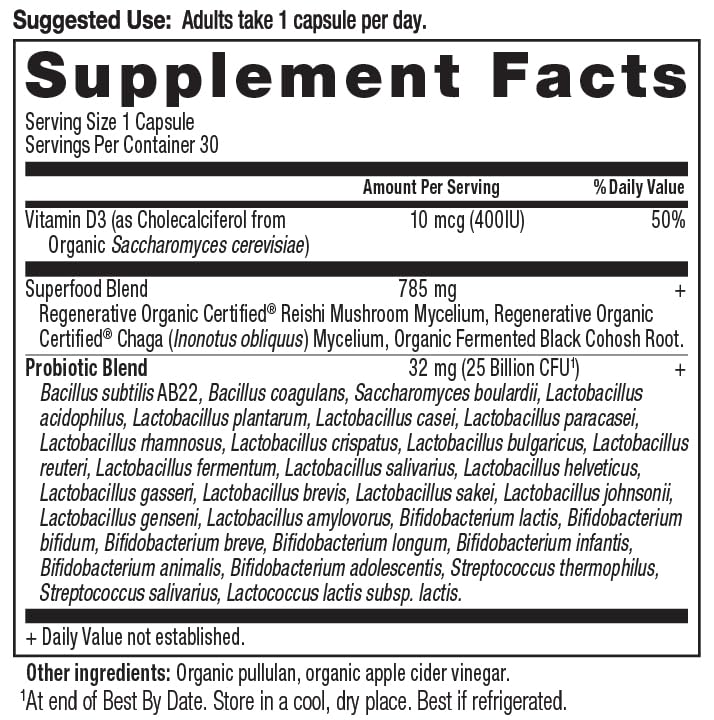 Ancient Nutrition Regenerative Organic Certified Probiotics for Women 50+, Probiotics Women’s 50+ Once Daily, Healthy Digestion and Immune System Support, 25 Billion CFUs* Per Serving, 30 Count