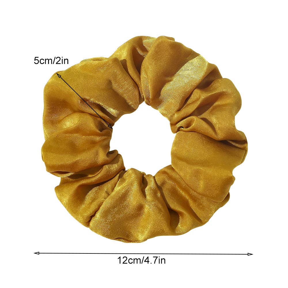 Silk Satin Scrunchies Women Hair Ties - Ivyu Big Scrunchy Ponytail Holder No Crease Hair Bands Soft Elastic No Hurt Your Hair for Vsco Girl Women Beige Gray Dard Yellow Light Yellow