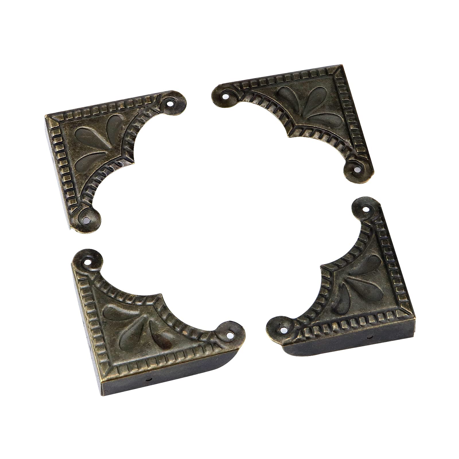 Antrader 12Pcs Metal Box Corner Guard Protector Safety Bumpers Decorative Furniture Edge Covers with Screws Bronze Tone 1.5 x 1.5