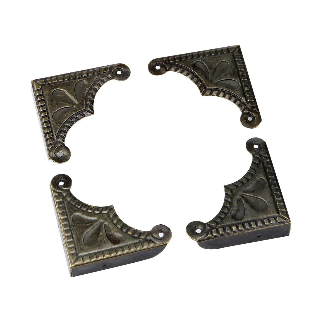 Antrader 12Pcs Metal Box Corner Guard Protector Safety Bumpers Decorative Furniture Edge Covers with Screws Bronze Tone 1.5 x 1.5