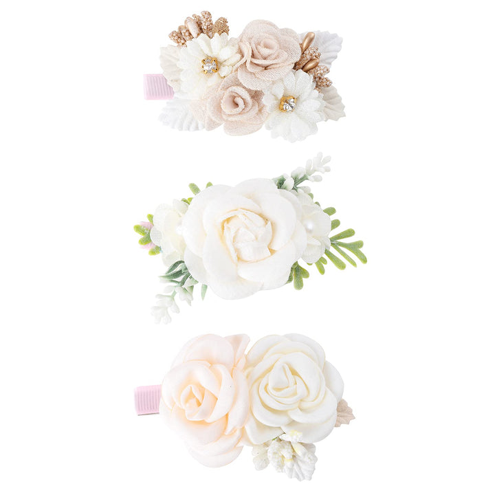 cherrboll Flower Hair Clips Set 3pcs Floral Hair Bow Accessories for Baby Girl Toddles Teen Gifts