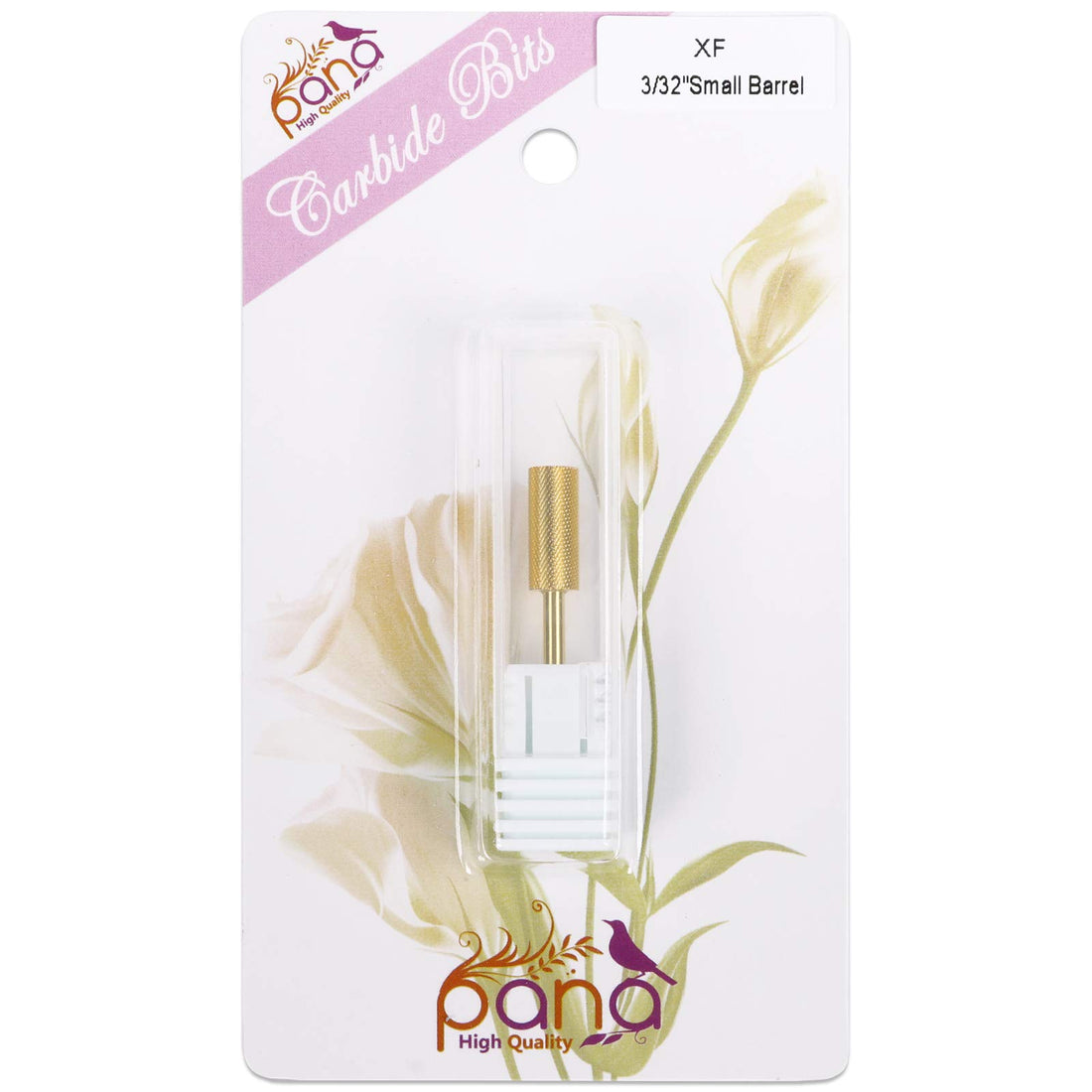 Pana 3/32 Safety Nail Carbide Bit - Gold Small Barrel Head (Grit: Extra Fine - XF) for Electric Dremel Drill Machine