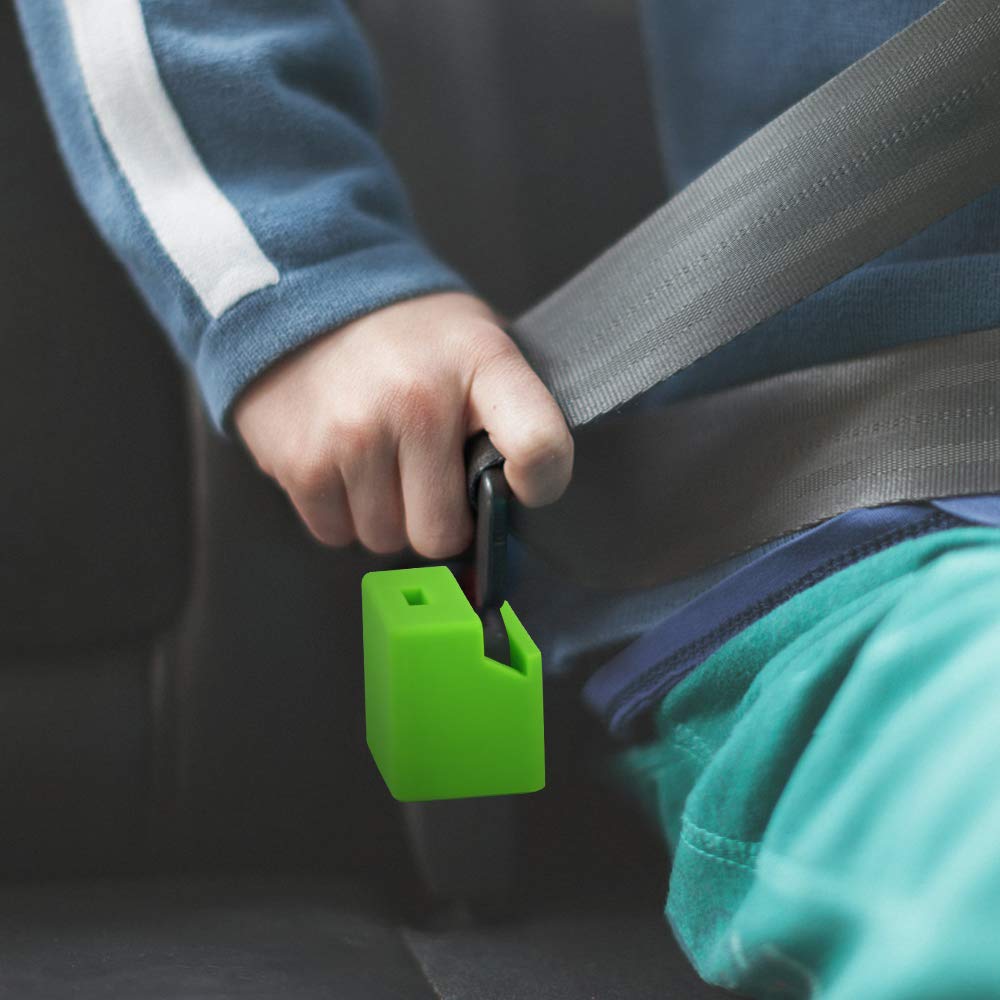 Morlike Silicone Seatbelt Secure Buckle Safety Cover Lock | Keep Children Safe in Car Seat and Prevent Kids from Accidentally Unbuckling | Buckle Guard Fits Almost Vehicles(Green, 2 Pack)