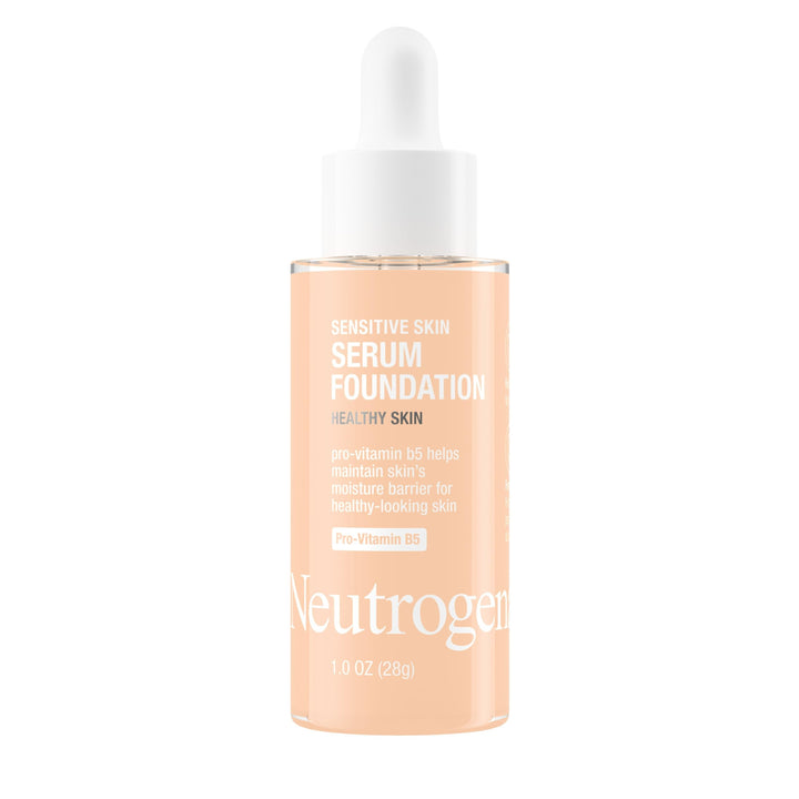 Neutrogena Healthy Skin Sensitive Skin Serum Foundation with Pro-Vitamin B5, Color Correcting & Pore Minimizing Liquid Foundation & Face Serum, Buildable Coverage, Light 02, 1 oz