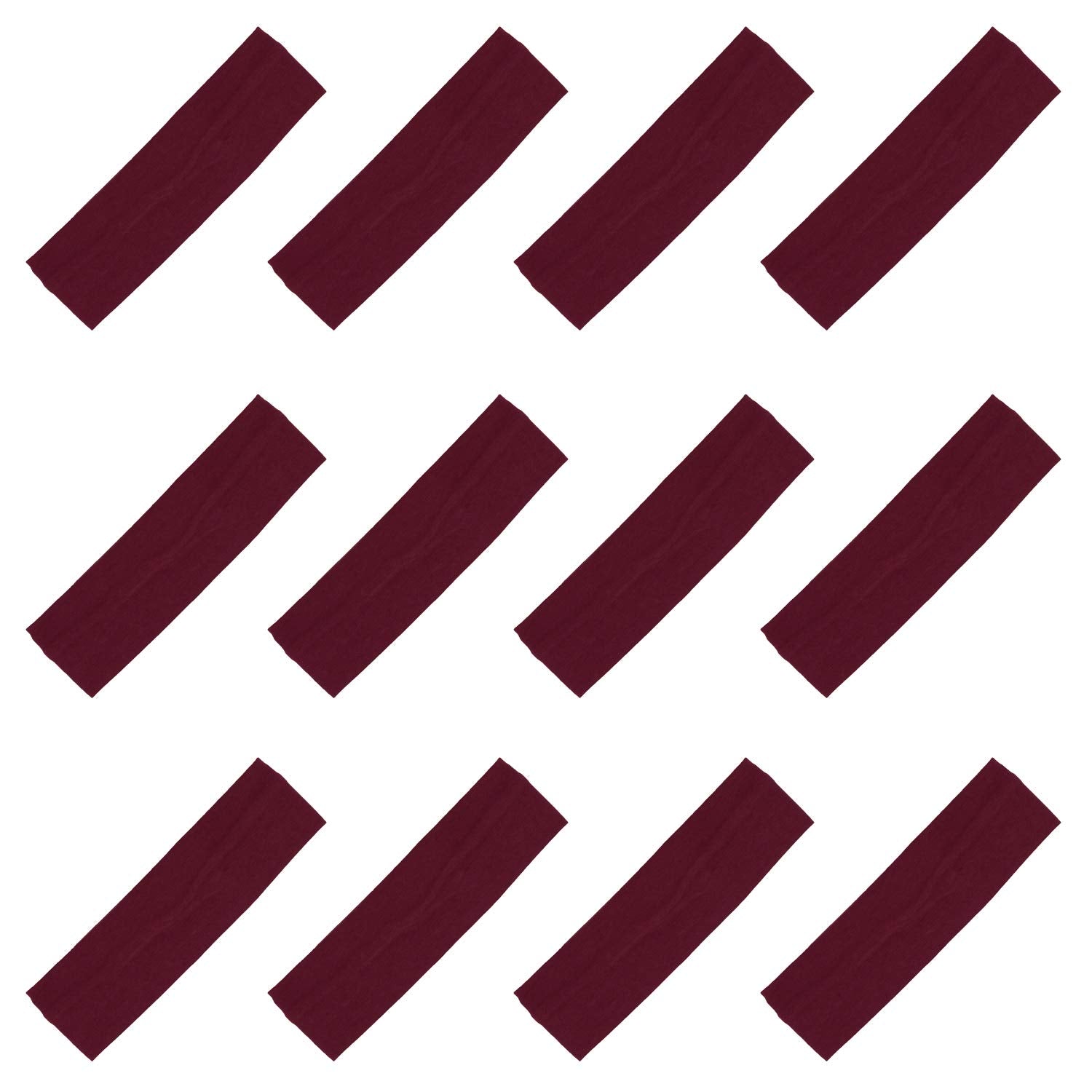 Kenz Laurenz Soft and Stretchy Elastic Cotton Headbands, (Pack of 12) - Maroon