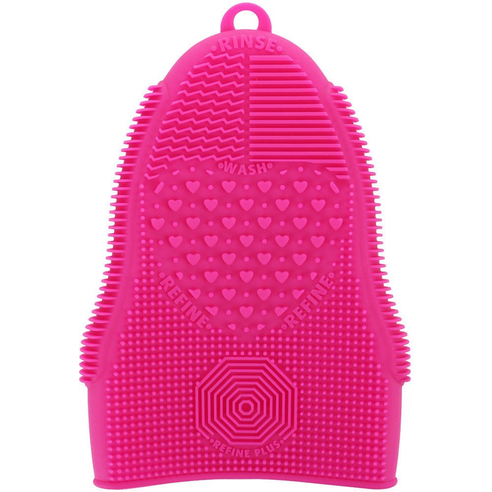 Pink (Rose Red) : ScivoKaval Makeup Brush Cleaner Glove Mat Mitt, Silicone Cosmetic Cleaning Scrubber Tool, Face Brush and Eye Brush Washing Pad, Pink (Rose Red)