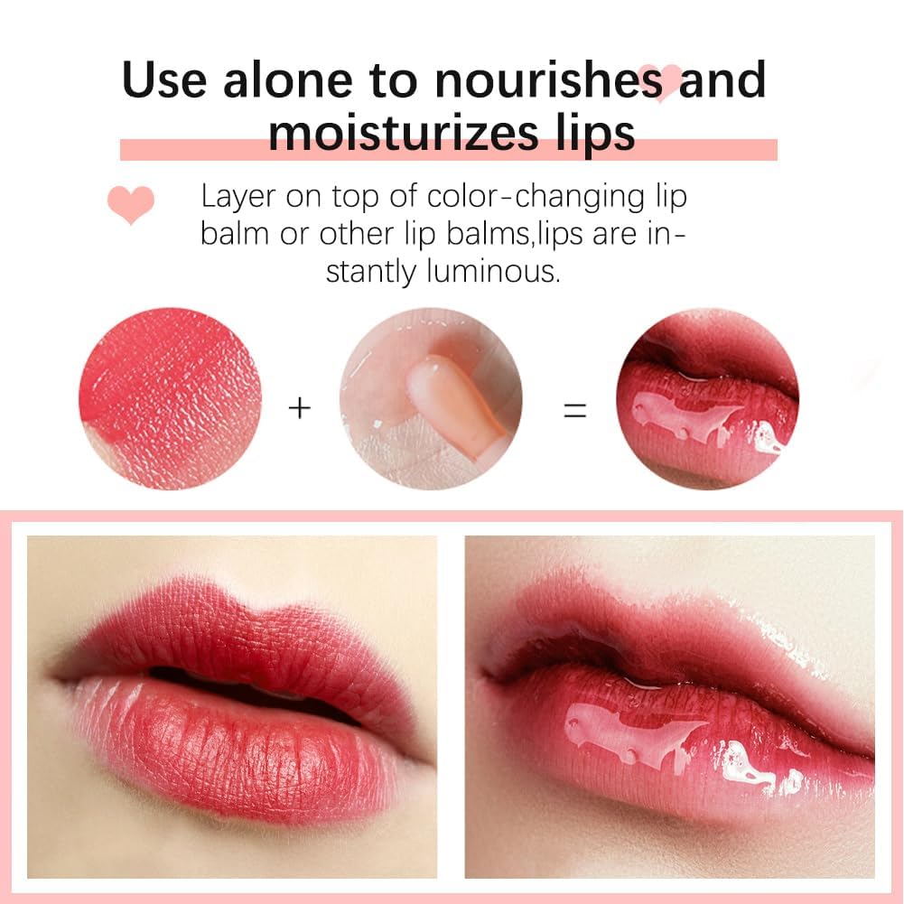 Fovcos Hydrating Lip Glow Oil, Moisturizing Lip Glow Oil, Lip Plumper Gloss, Transparent Lip Gloss, Lip Oil, Plumping Lip Oil, Lip Balm, Tinted Lip Balm Lip Care (2PCS Raspberry)
