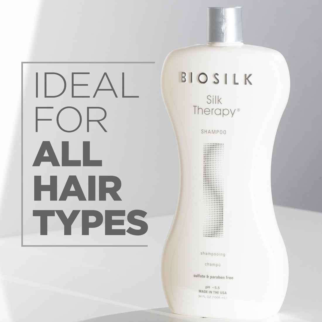 BioSilk Silk Therapy Shampoo, Gentle Hair Cleanser Delivers Healthy & Shiny Hair, Great For All Hair Types, Sulfate, Paraben, & Cruelty-Free, 34 Oz