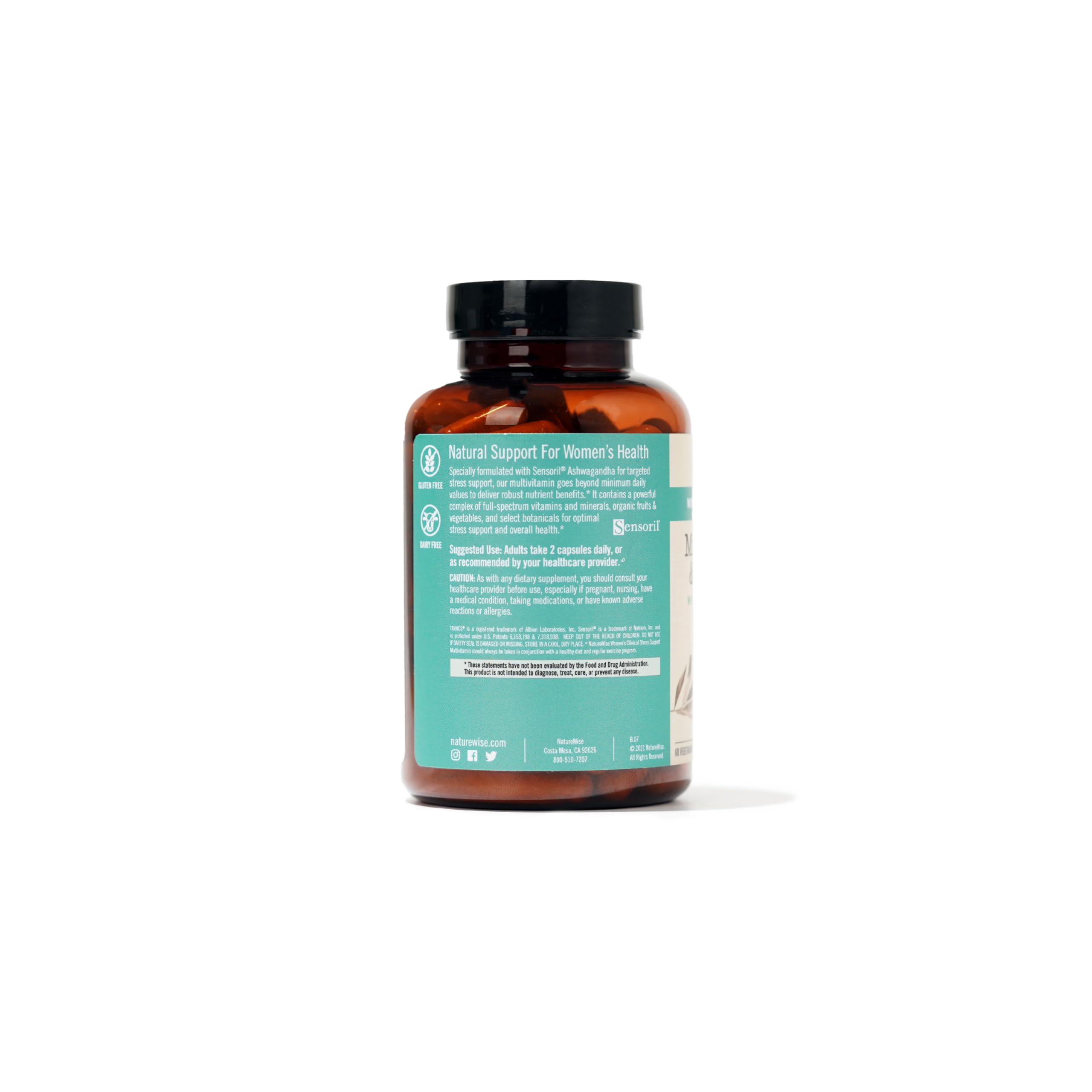 NatureWise Multivitamin for Women + Stress Support + B-Complex + Vitamin C + D3 K2 for Immunity, Hair, Skin & Nails, Digestion + Whole Organic Foods - Vegetarian, Non-GMO - 60 Capsules[1-Month Supply]