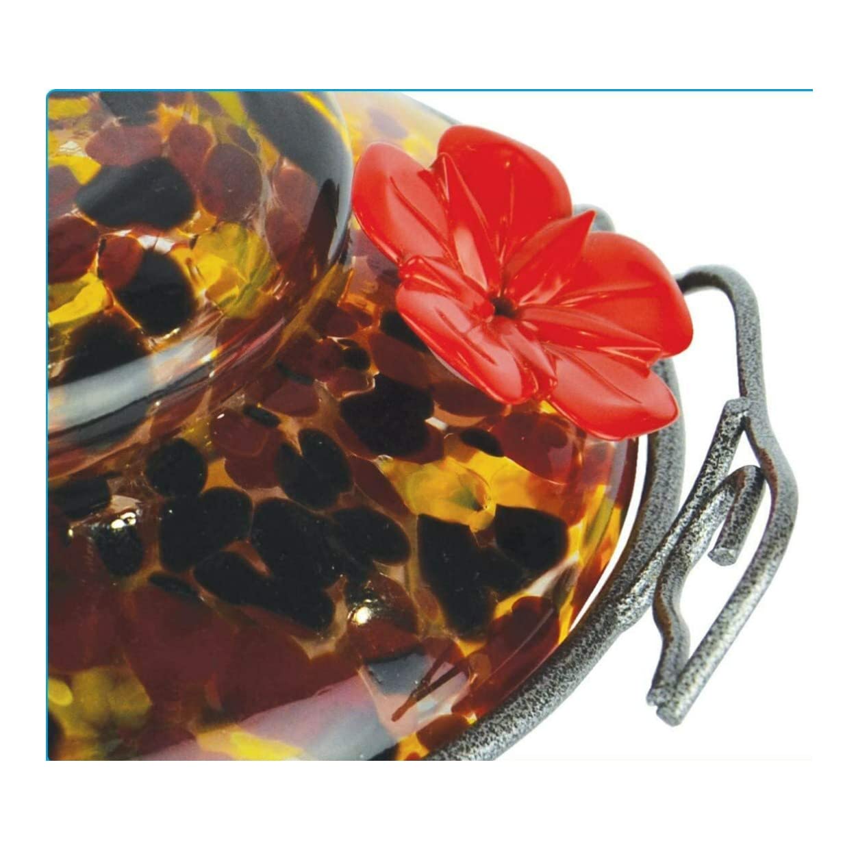 Nature's Way Bird Products GHF5 Hand Blown Garden Top Fill Hummingbird Feeder, 16 oz Capacity, Molten