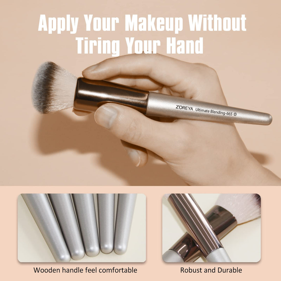 ZOREYA Makeup Brushes, 15 Pcs Professional Premium Synthetic Brush Set, Foundation Powder Concealers Eye shadows Blush Makeup Brush Set (Champagne Gold)