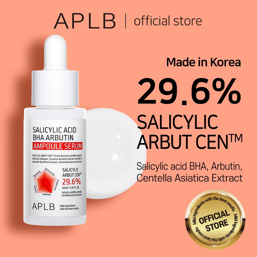 APLB Salicylic Acid BHA Arbutin Ampoule Serum | SALICYLIC ARBUT CEN™ 29.6% 1.35 FL.OZ/Korean Skincare, Acne & Pore care, Long lasting moisturizing, Revitalize for gentle and improve skin texture