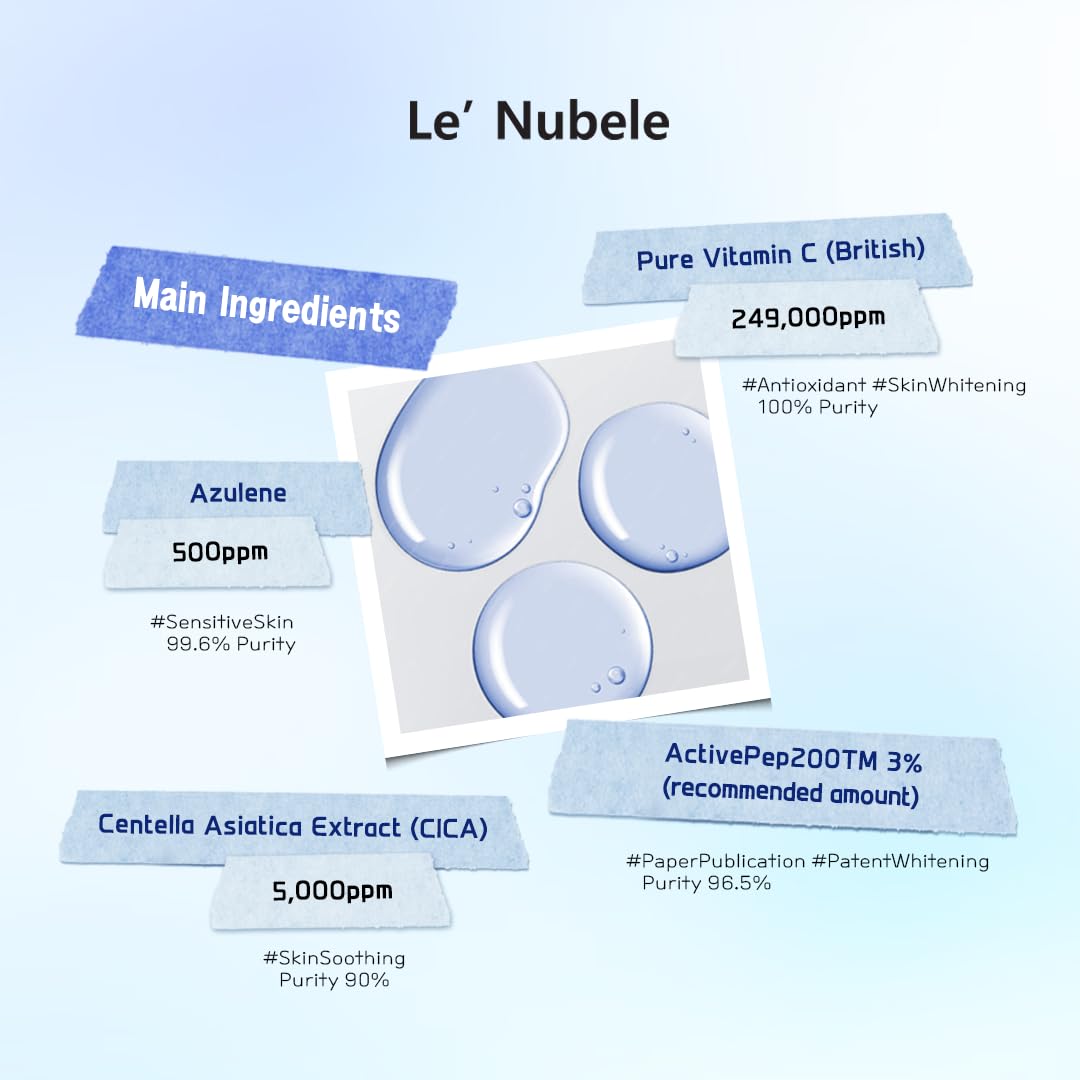 Le' Nubele Azulene-Cica Pure Vitamin C 24.9% Ampoule | High-Strength Vitamin C Serum with Azulene & Cica | Korean Skincare for Radiant & Soothing Skin | 17.5g