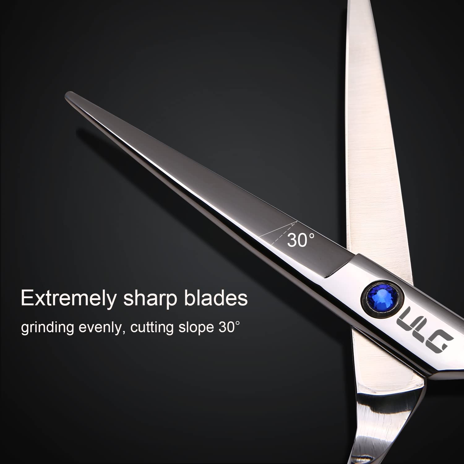 Hair Cutting Scissors, ULG Professional Hair Scissors 6.5 inch Right-Hand Razor Edge Barber Shears Salon Hair Cutting Shears Made of Japanese Stainless Steel, Hand Sharpened Blue