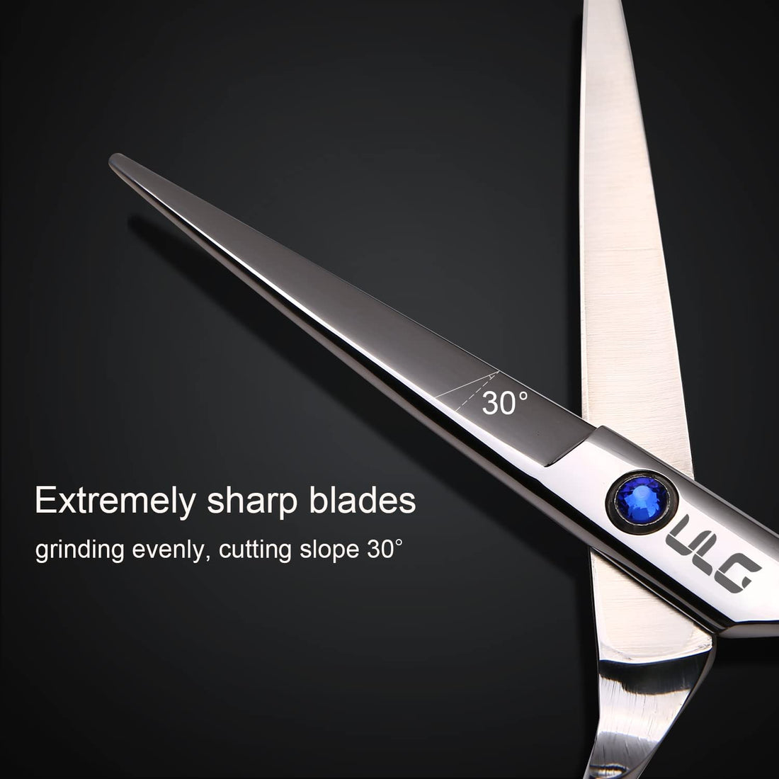 Hair Cutting Scissors, ULG Professional Hair Scissors 6.5 inch Right-Hand Razor Edge Barber Shears Salon Hair Cutting Shears Made of Japanese Stainless Steel, Hand Sharpened Blue