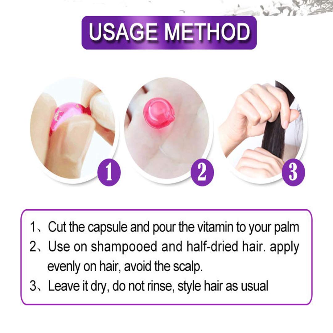 GOWWIM Hair Vitamin Serum Capsule,Hair Treatment Serum,Argan Macadamia Avocado Oil,Complex Oil Smooth Silky Hair Mask Repair on Hair Growth Oil,30 PCS