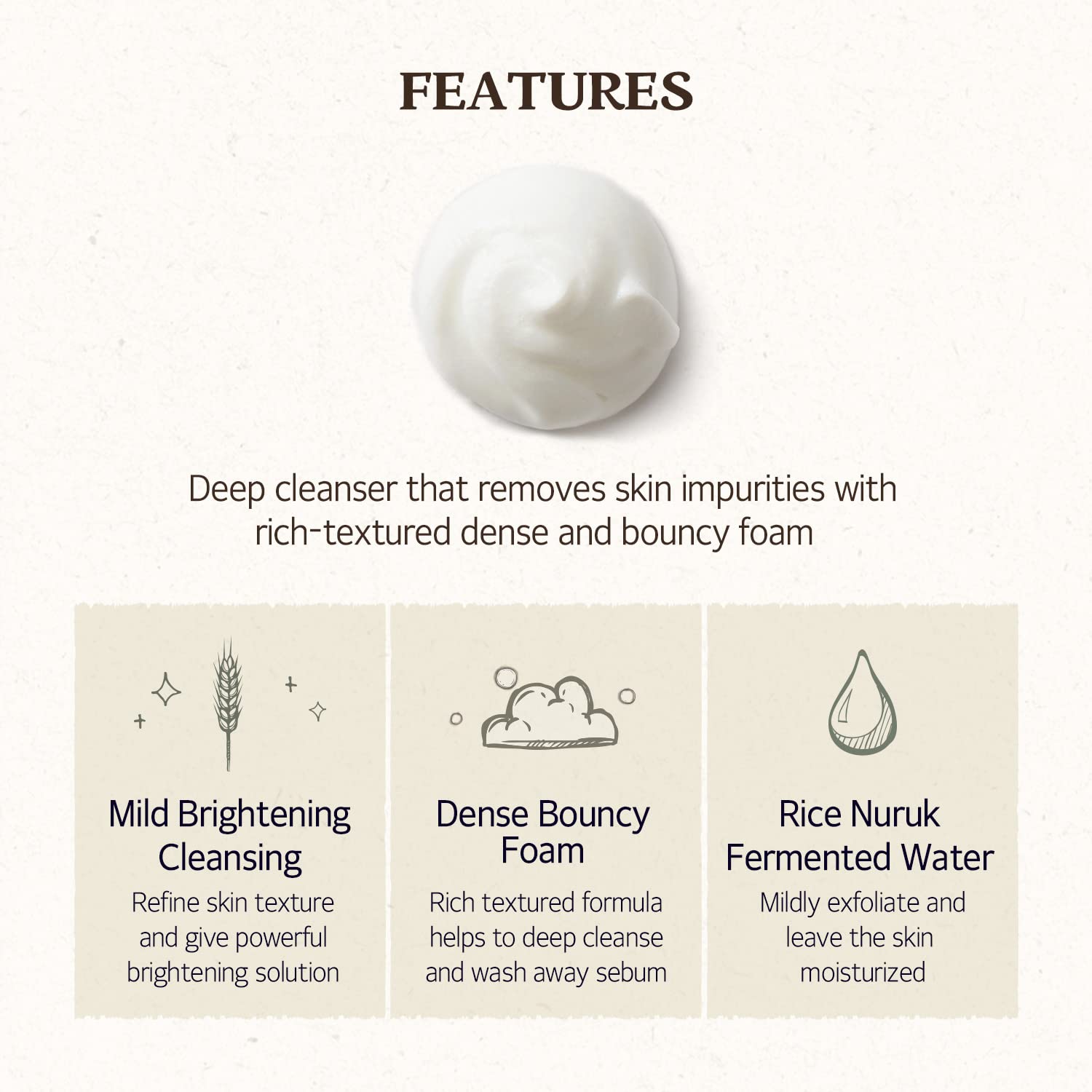 SKINFOOD Rice Daily Cleansing Foam 150ml - Delicate, Fine, and Smooth Brightening Cleansing with Fermented White Rice Ingredients - Firming Bubble Facial Foam Cleanser - For Men and Women (5.07 fl. oz