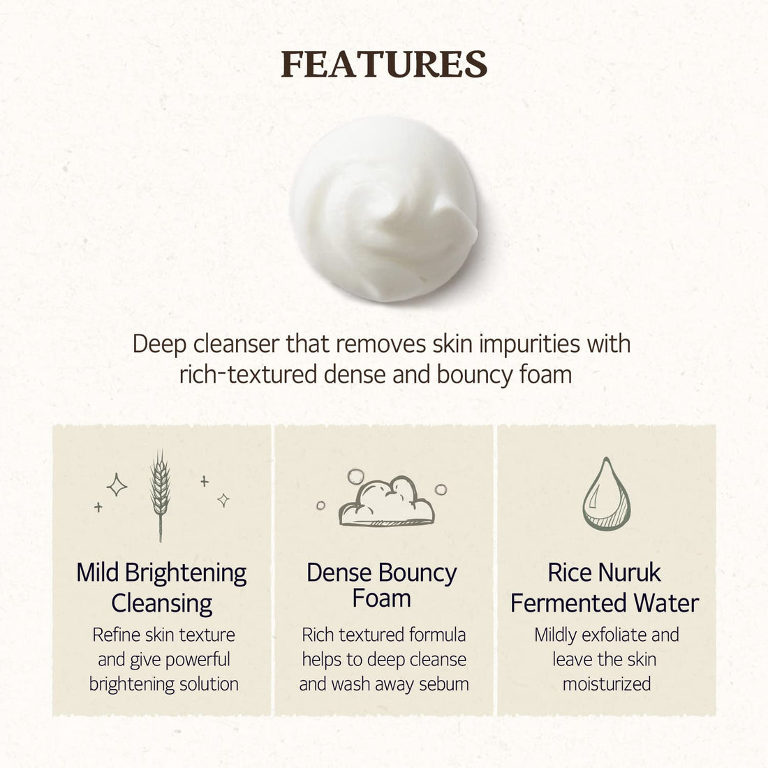 SKINFOOD Rice Daily Cleansing Foam 150ml - Delicate, Fine, and Smooth Brightening Cleansing with Fermented White Rice Ingredients - Firming Bubble Facial Foam Cleanser - For Men and Women (5.07 fl. oz