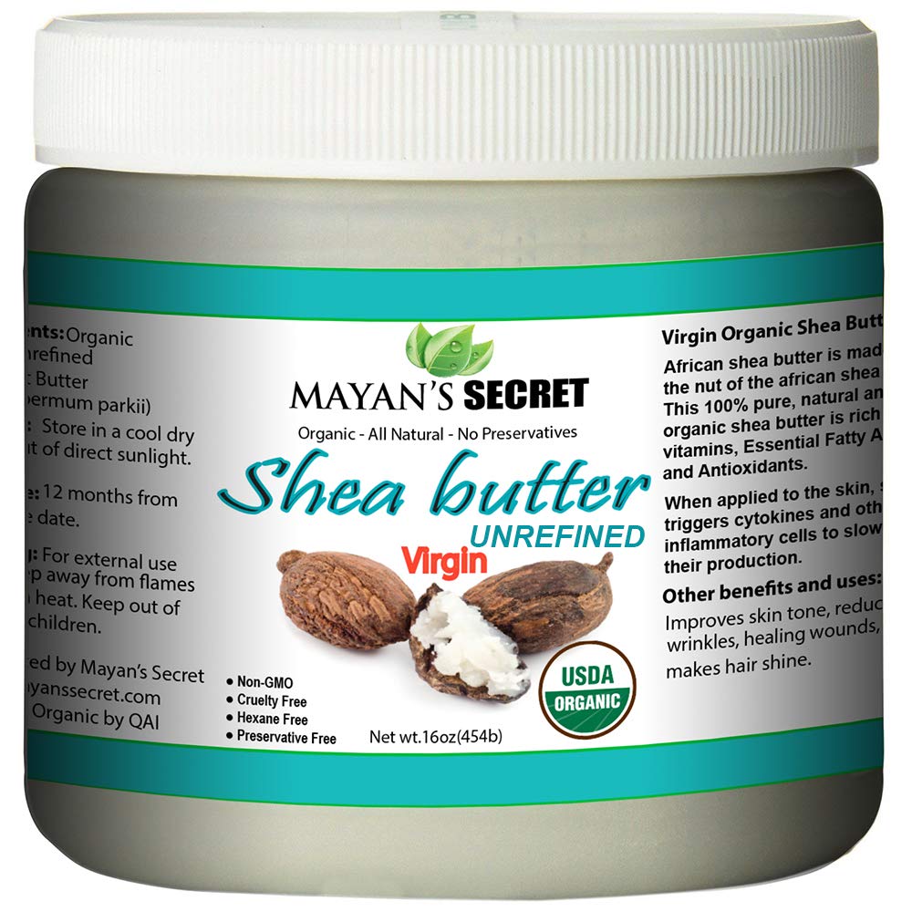 Mayan's Secret Organic Shea Butter USDA Certified, Raw, Unrefined, Ivory from Ghana Africa, Amazing for Skin Elasticity, Stretch Marks and body