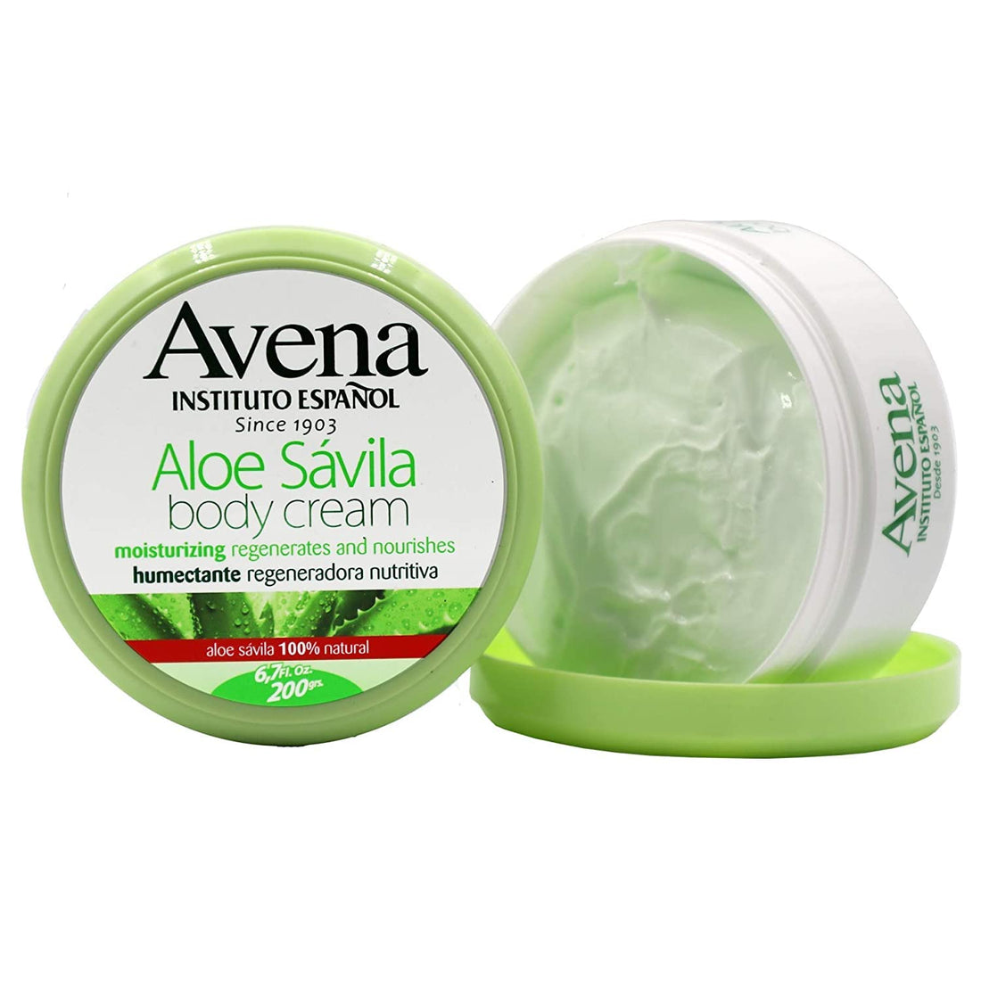 Avena Instituto Espanol EspaÃƒ±ol Avena Aloe Vera Body Cream Moisturizing with Aloe Helps to Regenerate and Nourish your Skin Fresh and Mild Scent 2-pack Of 6.7 FL Oz Body Cream (Jars)