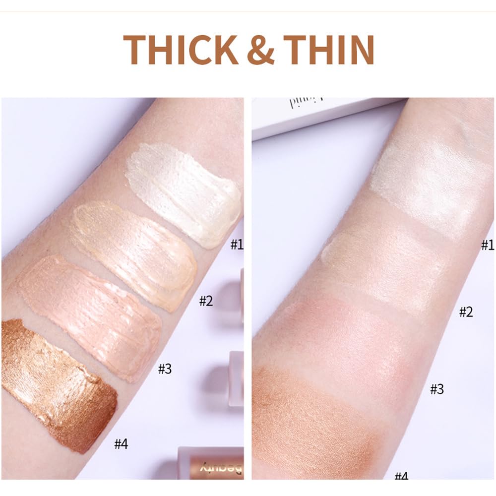 Mysense Liquid Highlighter Makeup, Natural Luminous Face Body Highlighter, Silky Smooth Lightweight Luminizer, Waterproof Long Lasting Face Illuminator Make up, #01 Moonlight White