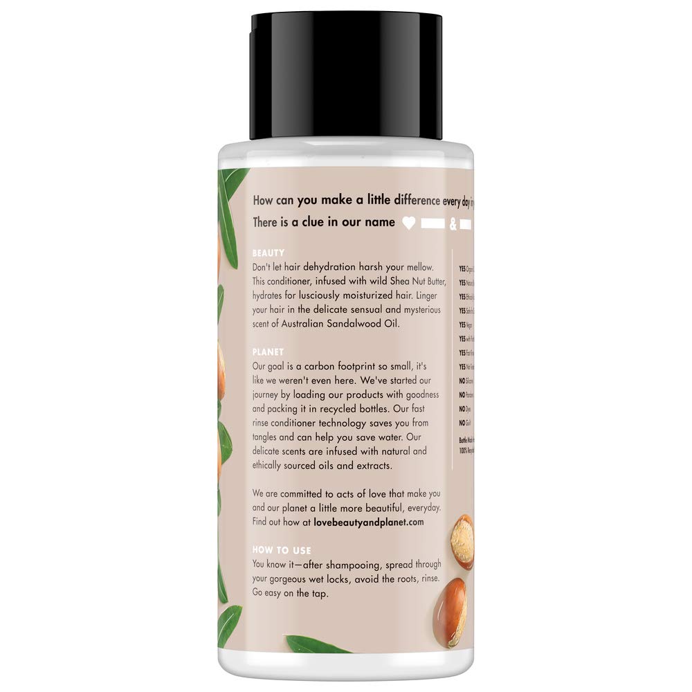 Love Beauty and Planet Shea Butter and Sandalwood Conditioner for Unisex, 13.5 Ounce