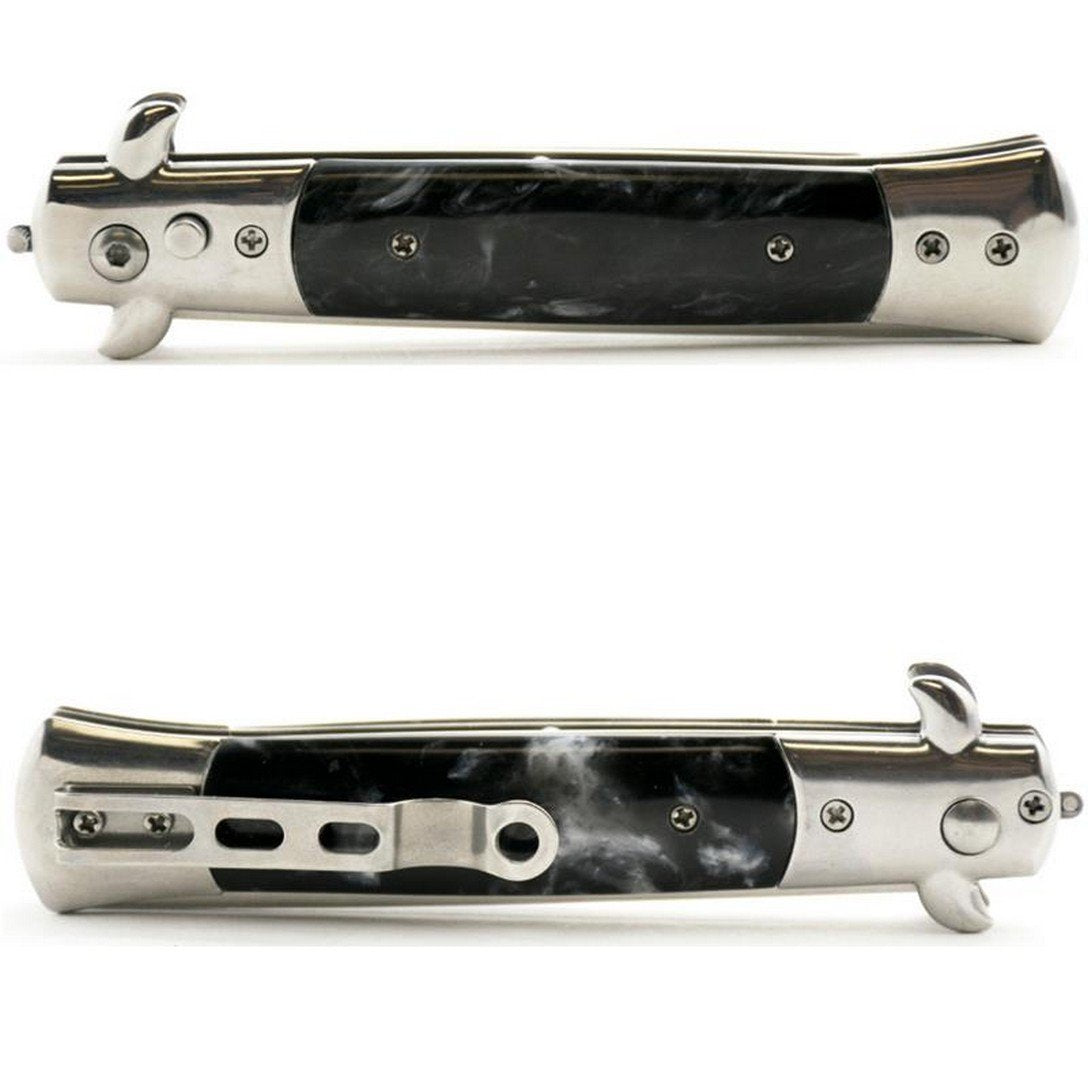 Le Fu Li Pocket Folding Flick Hair Comb For Beard, Mustache, Head Black Pearl Handle ~ Mens Pocket Comb stainless steel spring jump Brush Salon Beauty Tool