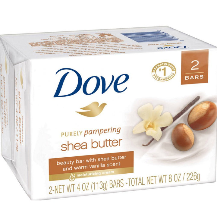 Dove Purely Pampering Shea Butter Beauty Bar, 2 Bar (Pack of 4)