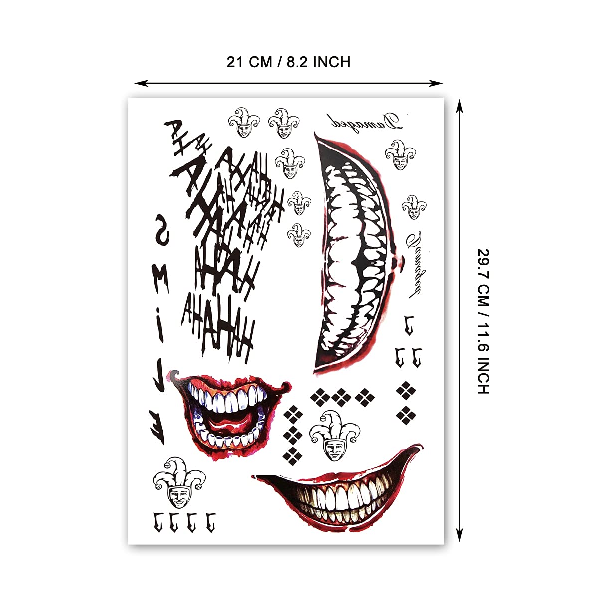 Kotbs 4 Sheets Halloween Temporary Tattoos for Women Men, Large Size 8.2' x 11.6' Fake Tattoos Waterproof Tattoo Stickers for Girls Boys Kids Halloween Costume Accessories and Parties