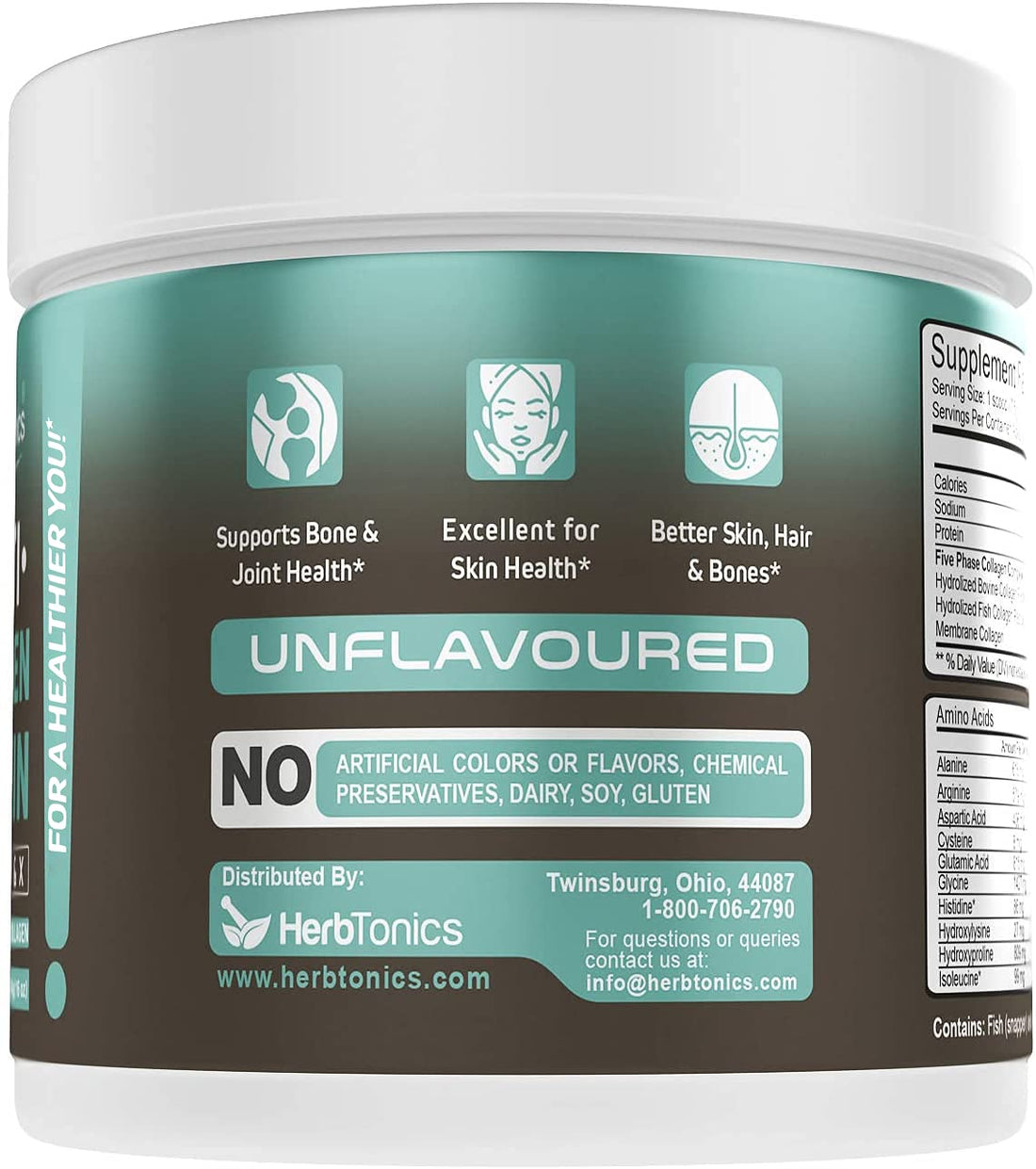 Herbtonics Multi Collagen Protein Powder Collagen Peptides Type (1,2,3,5 and 10) | All-in-one Bone Broth Collagen Supplement | Grass-Fed Chicken, Wild Fish, Egg Hydrolyzed Collagen Bovine