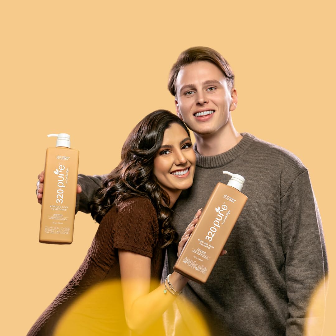 320Pure Moisture Rich Shampoo, Professional Salon, Nourishes and Repairs All types of Hair, Keratin-Omega, Argan Oil, (32oz)