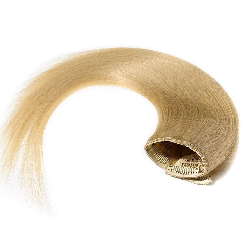 S-noilite Clip In Remy Human Hair Extensions One Piece 5 Clips Remy Human Hair Straight Soft Extensions 3 4 Full Head Thicker 20-95g #613 Bleach Blonde