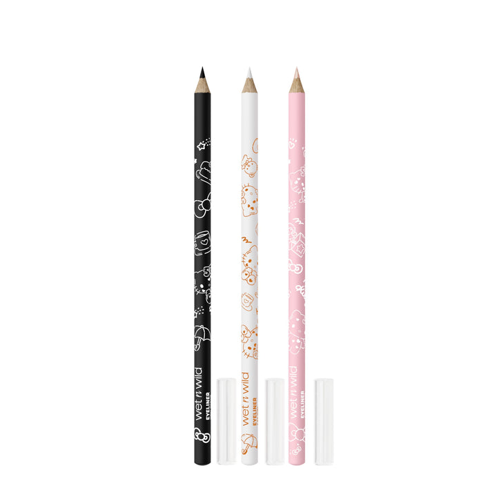 wet n wild Hello Kitty 3-Piece Eyeliner Pencil Set, Multi-Functional Smooth Creamy Versatile Application, Long-Wearing Finish, Cruelty-Free & Vegan