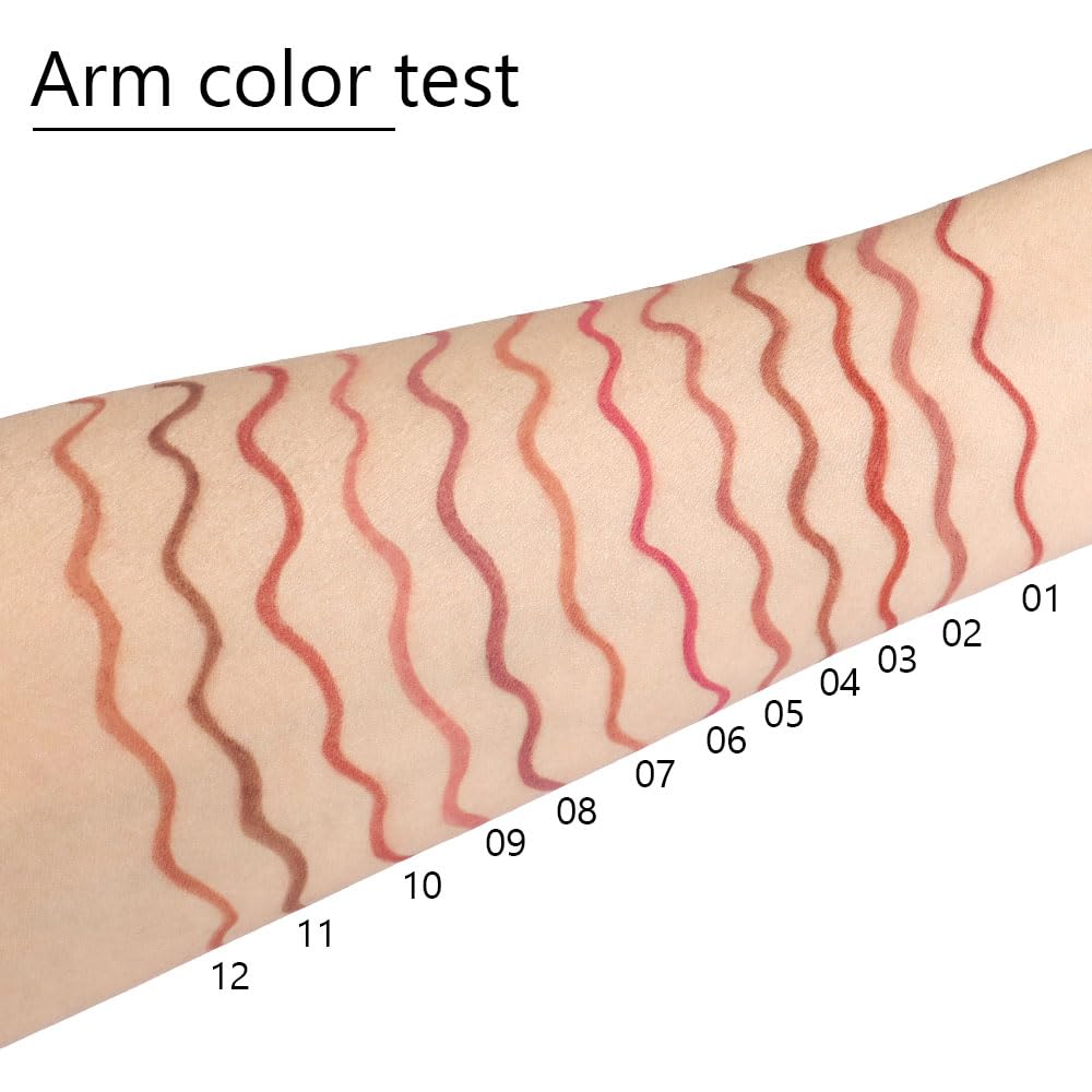 SUAKE 12 Pcs Colors Lip Liner Lipstick Pencils Set Pack for Shaping & Sculpting Lips,Natural Maroon Dark Red Nude Beige Chocolate Brown Plum Matte Pigmented Lipliners Crayon Lipstick