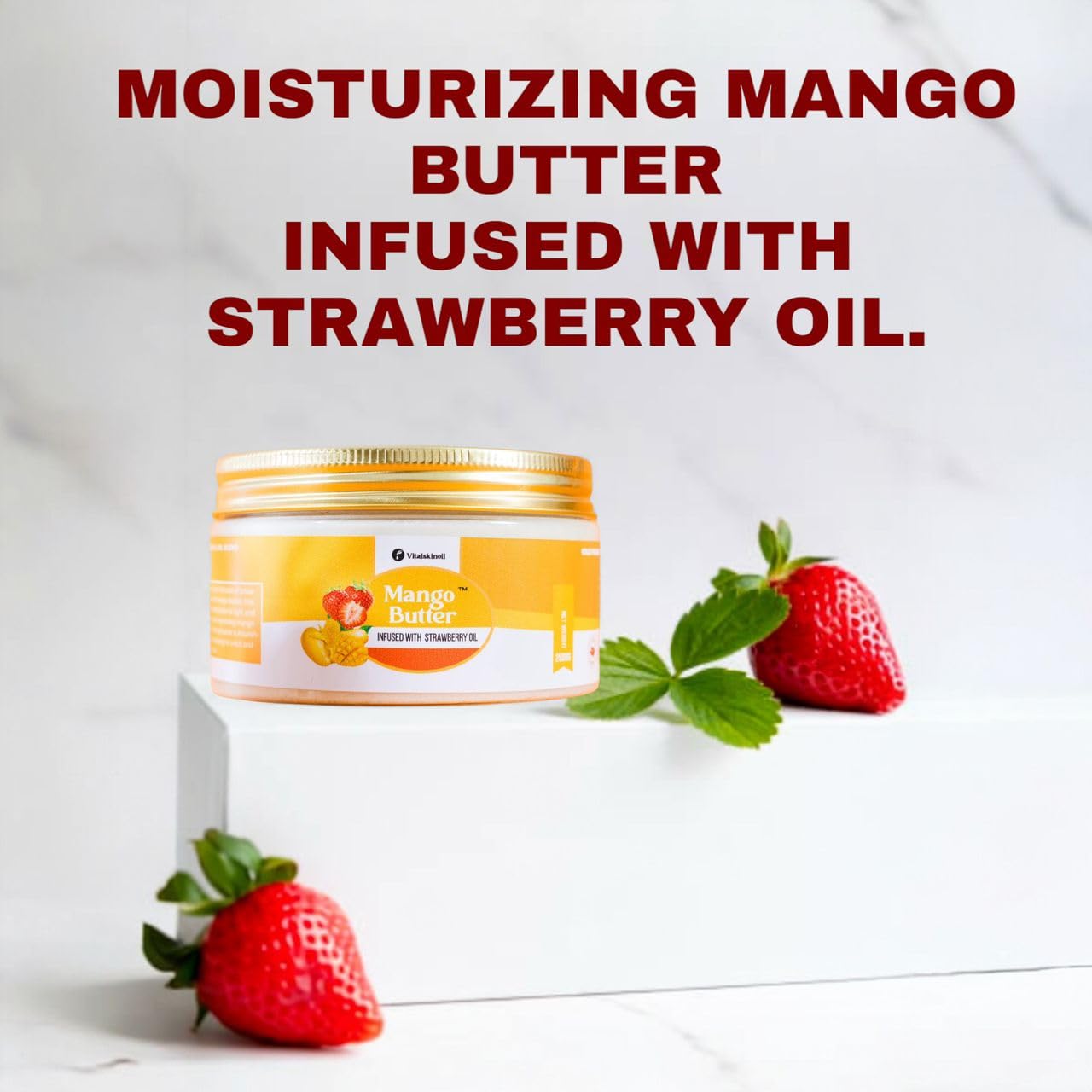 VITALSKINOIL Organic Mango scented fragrance Body Butter Infused with Strawberry Oil, Fragrance Body Cream, Body Butter for Women lotion smell good natural