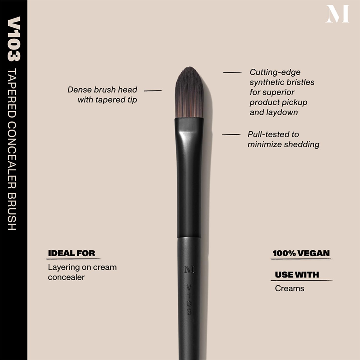 Morphe V103 Tapered Concealer Brush - Vegan Pro Series Under Eye Concealer Brush with Synthetic Bristles for Precision Application (1 Count)