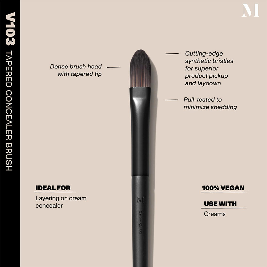 Morphe V103 Tapered Concealer Brush - Vegan Pro Series Under Eye Concealer Brush with Synthetic Bristles for Precision Application (1 Count)