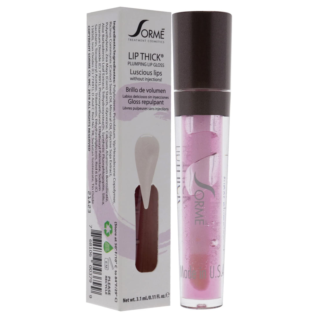 Sorme Cosmetics Lip Thick Plumping Lip Gloss, Clear, 0.11 Ounce