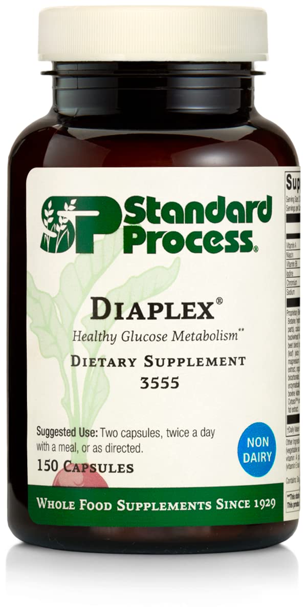 Standard Process Inc. Diaplex - Whole Food Bowel, Pancreas, Metabolism, Antioxidant, Gallbladder Support with Pepsin, Betaine Hydrochloride, Soy Protein - 150 Capsules