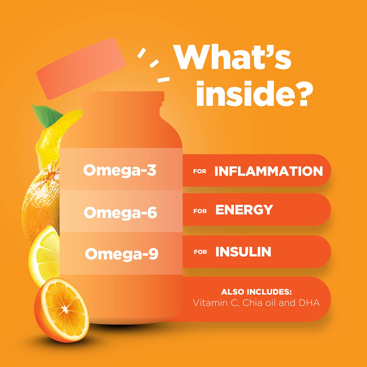 DHA Omega 3 Gummies for Adults - Delicious Chia Seed for Brain Omega 3 6 9 Supplement for Inflammation, Energy & Insulin - Vegetarian Essential Fatty Acid Supplements for Immune Support - 60 Chews