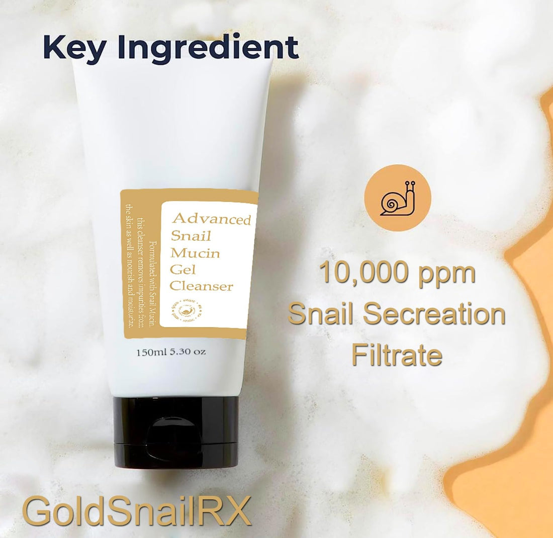 GoldSnailRX Advanced Snail Mucin Gel Cleanser, 5.07 Fl oz/150 ml Rich Daily Deep Cleansing for Dry & Sensative Skin Luxury Korean Skincare Not Tested on Animals No Parabens