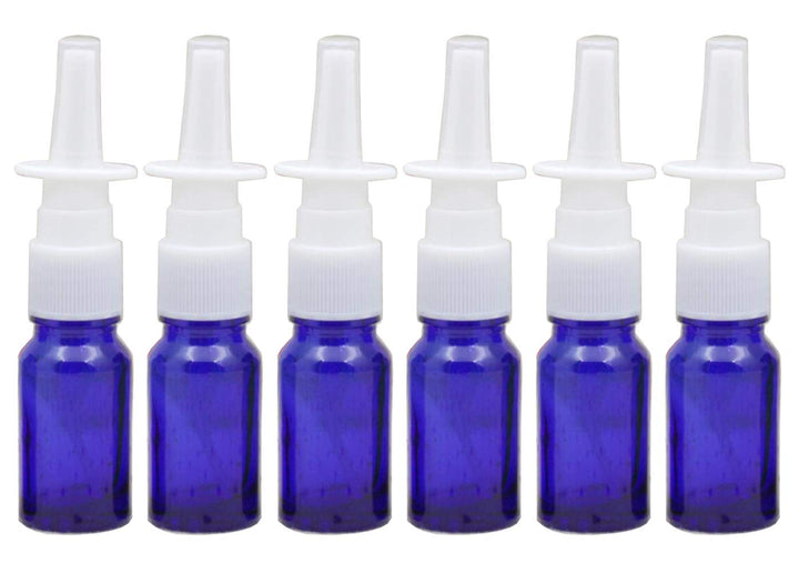 SYBL Blue: 6Pcs 10Ml/0.34Oz Glass Nasal Spray Bottles - Portable Empty Refillable Fine Mist Sprayers Atomizers Cosmetic Makeup Perfume Storage Container Vials(Blue)
