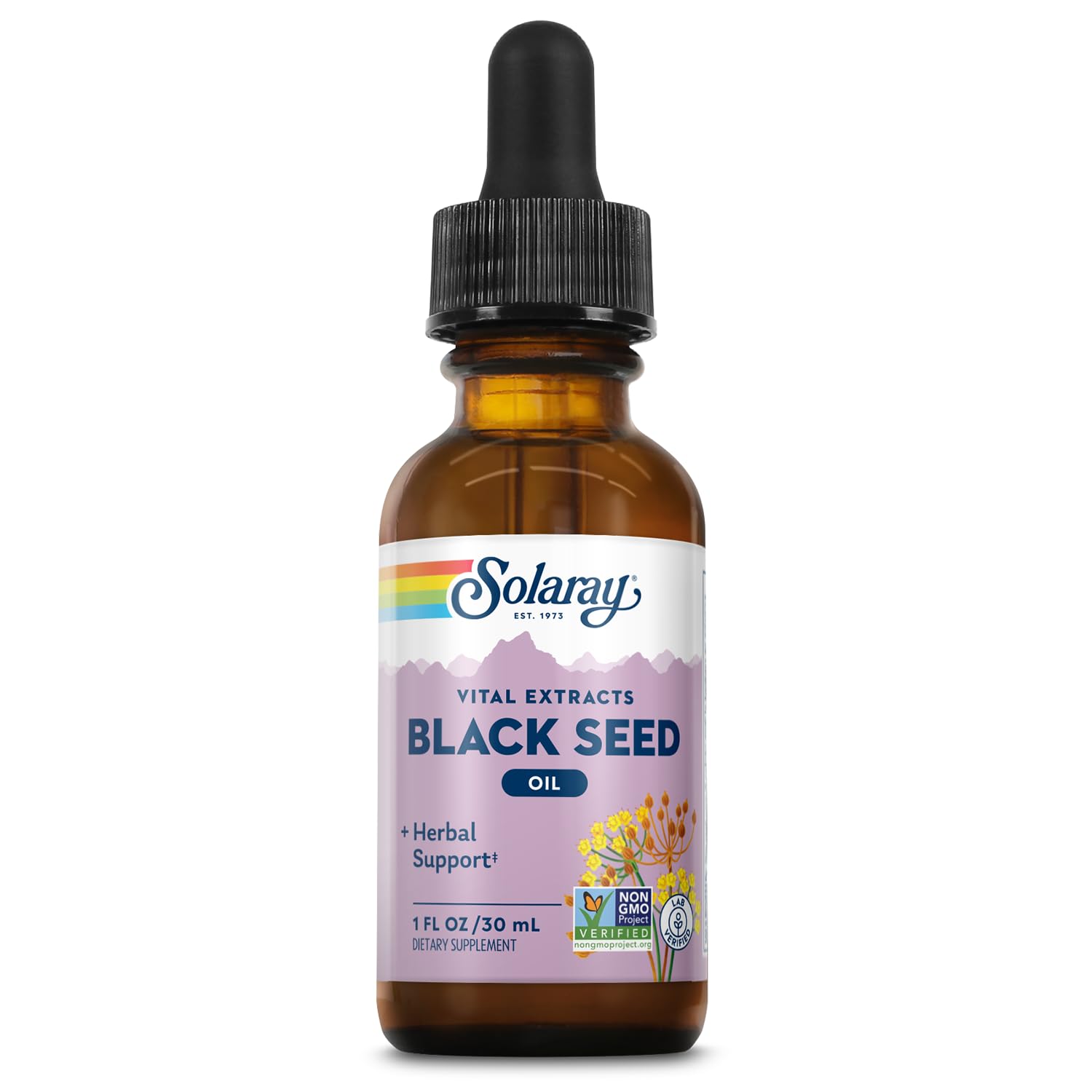 SOLARAY Black Seed Oil Extract - Cold Pressed Black Seed Oil - Super Antioxidant for Immune Support, Hair, Skin, Digestion, and Joints - Non-GMO, 60-Day Guarantee - Approx. 30 Servings, 1 FL OZ