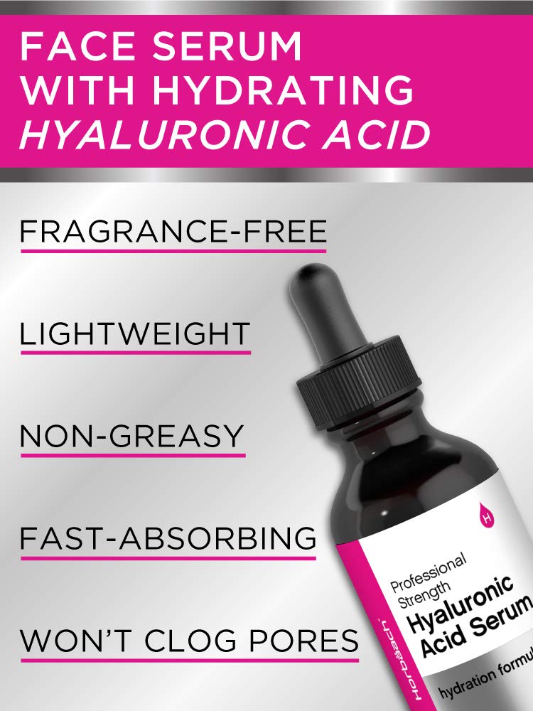 Horbäach Hyaluronic Acid Serum For Face | 2 oz | Paraben & SLS Free Moisturizer